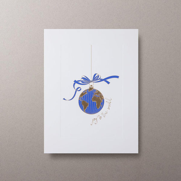 Blue Joy to the World Christmas Cards - Personalised