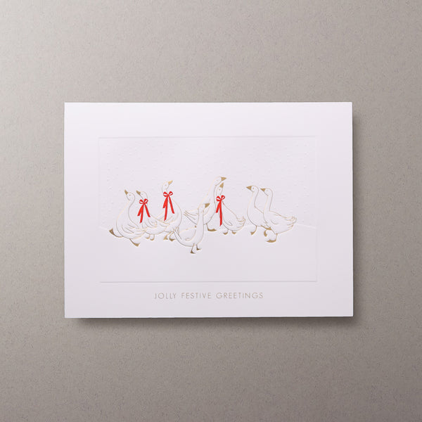 Jolly Festive Geese Christmas Card Personalised