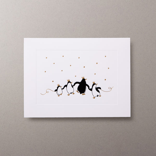 Penguin Parade Christmas Card Personalised
