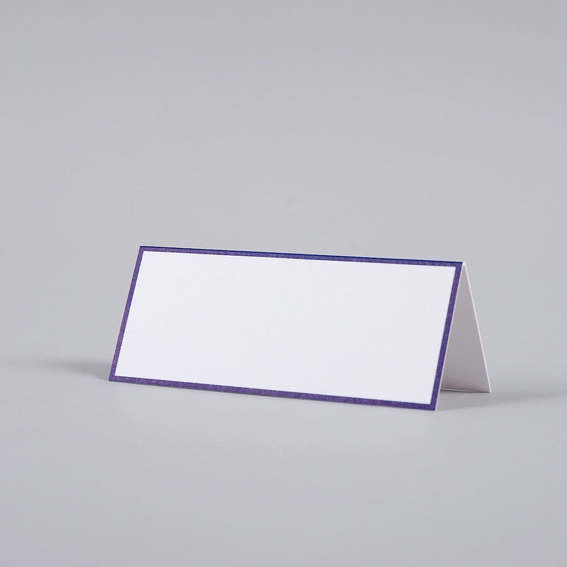 Navy Border, White Tented Place Card