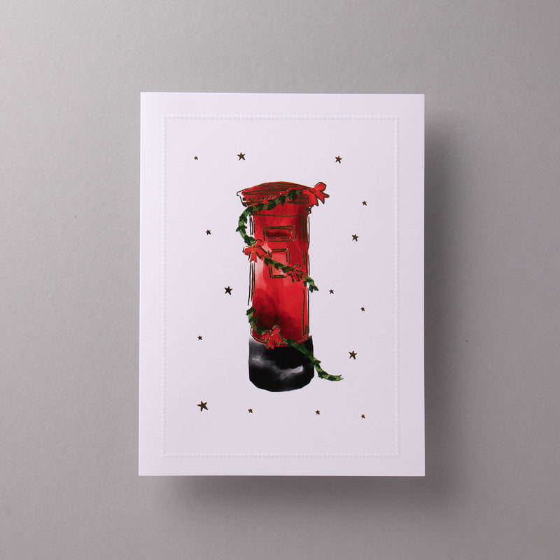 Red Postbox Garland Christmas Cards