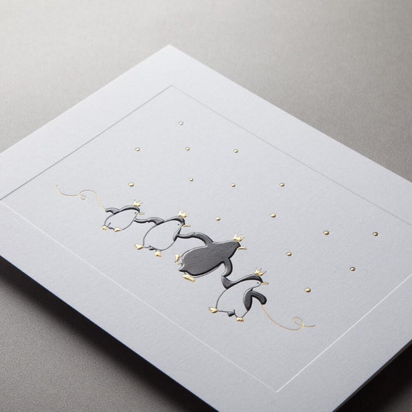 Penguin Parade Christmas Card Personalised