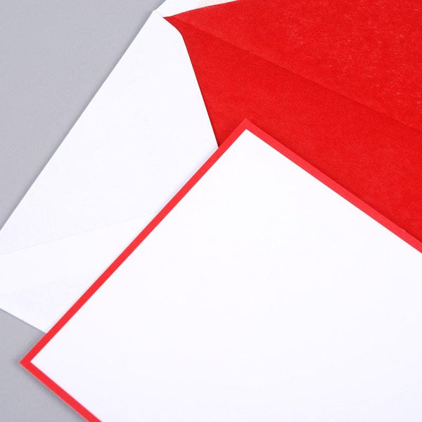 Red Border on White Kings Size Notecards