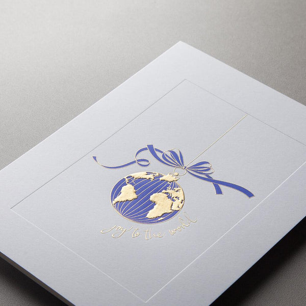 Blue Joy to the World Christmas Cards - Personalised